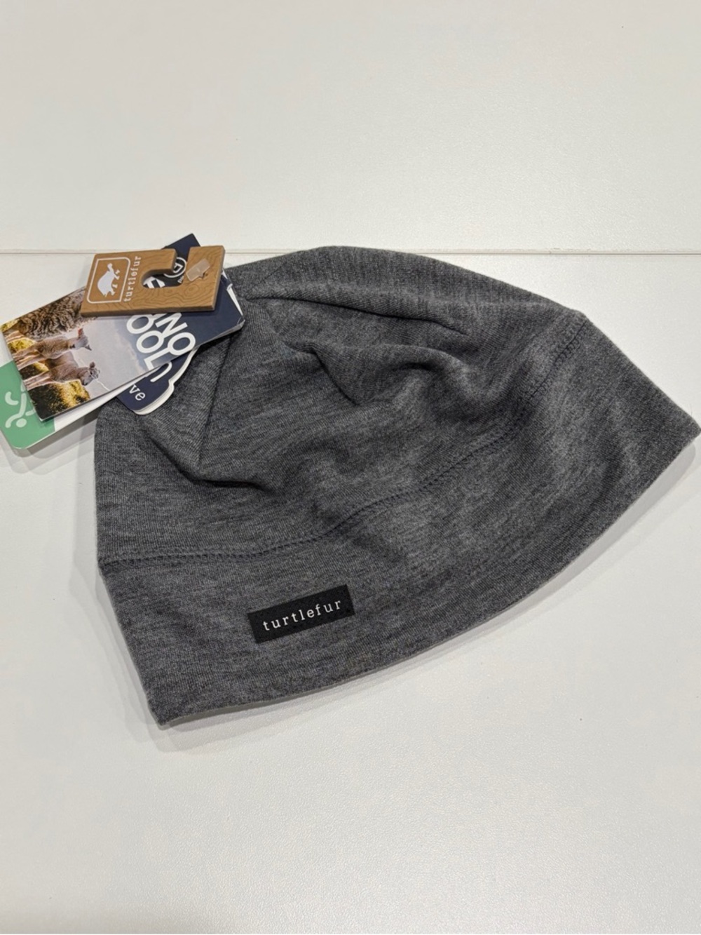 Turtle Fur Adult Merino Wool with Tencel Beanie Grey Hat Snow Ski NWT UPF 35